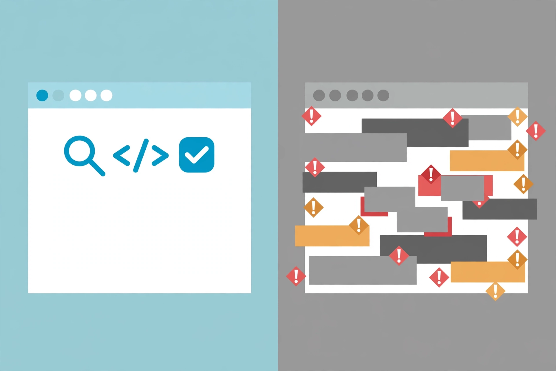 Side-by-side comparison of a clean ad-free SEO toolkit versus an ad-cluttered tools page