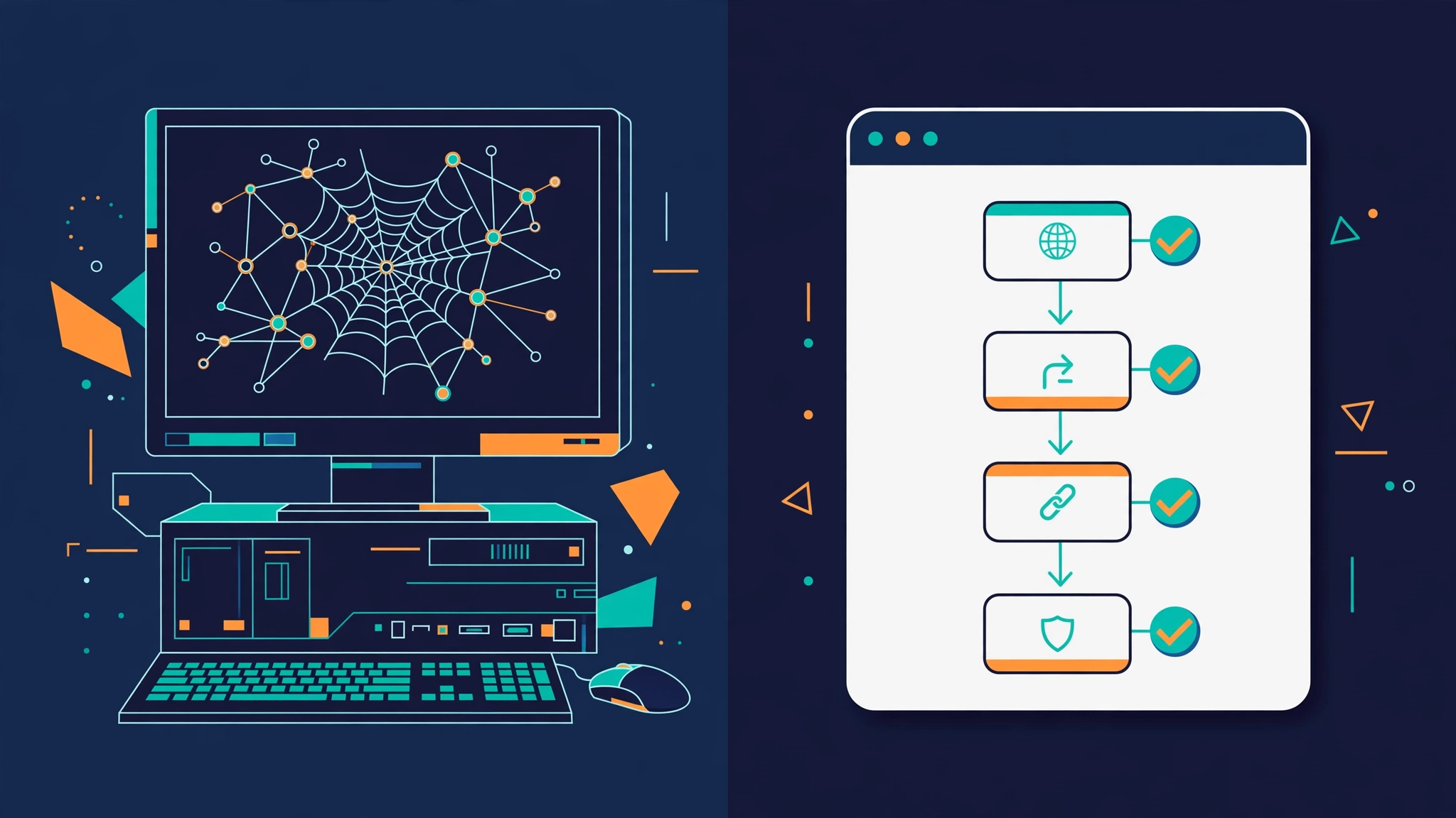 Comparison of checking a redirect chain in a desktop SEO crawler versus a free browser-based redirect checker