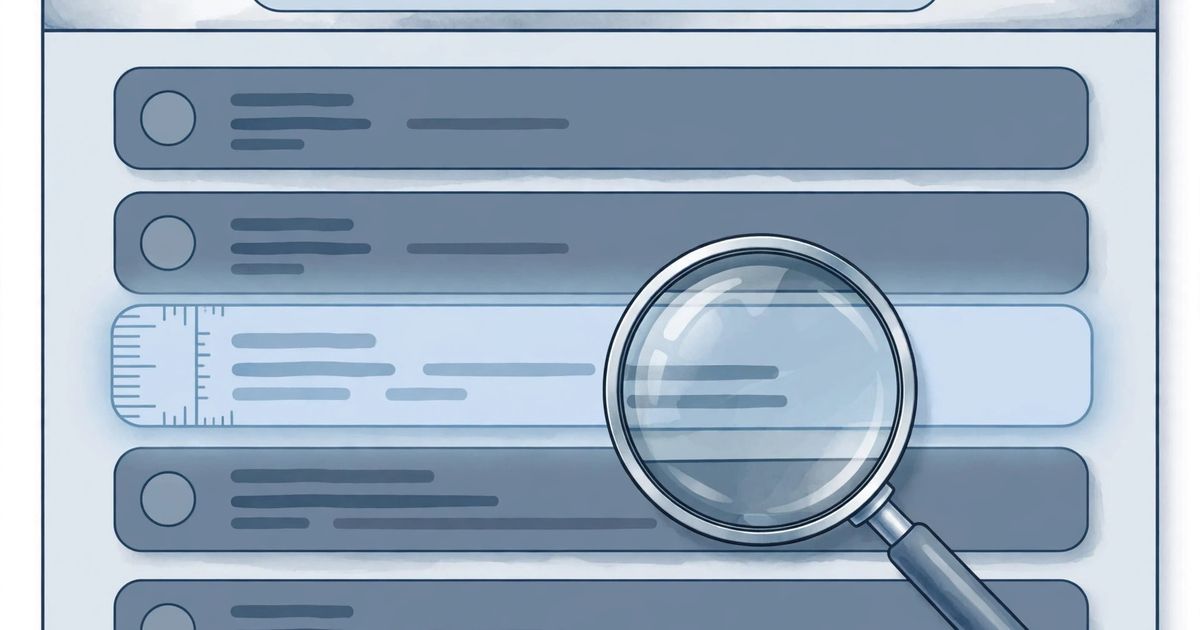 A search results page being measured with a ruler and inspected with a magnifying glass