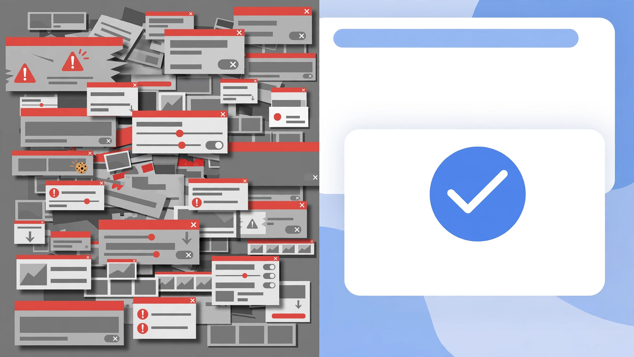 Side-by-side comparison of a clean ad-free SEO toolkit versus an ad-supported free tools site